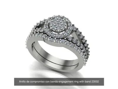 ENGAGEMENT RINGS WITH BAND-ANILLOS DE COMPROMISO CON BANDA 3D Model Pack