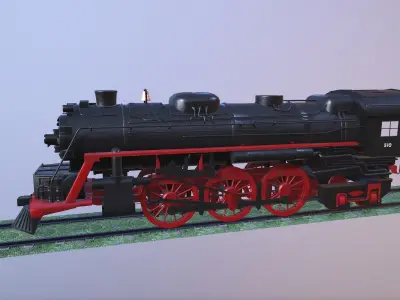Steam Engine Train Wagon Low-poly 3D model