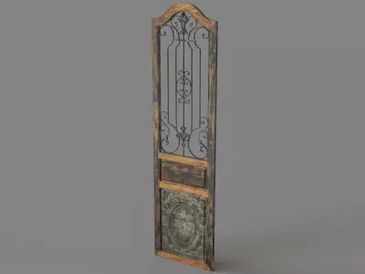 Deco 79 Rustic Arched Door-Inspired Wood And Metal Wall Decor 3D model