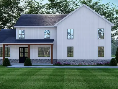 American Wooden Ranch Farmhouse Barndominium 3D Model Exterior 3D model