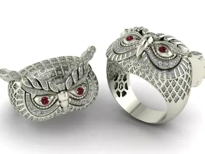 Owl jewelry ring 3D print model