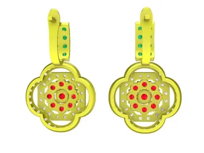 Luxury Floral Halo Gemstone Earrings for Women 5639 3D print model