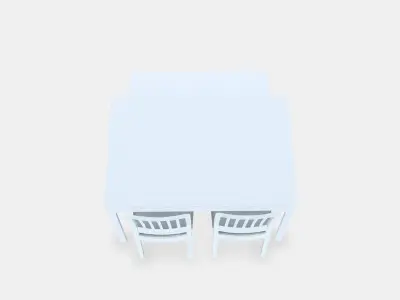 EKEDALEN - EKEDALEN Table with 2 chairs and bench Low-poly 3D model