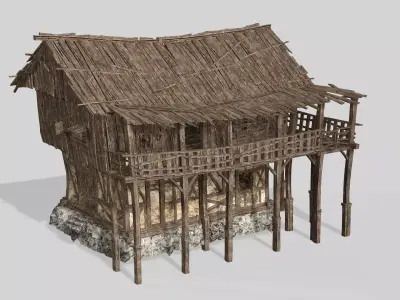 Thatch Hut House 06 For Games and Films 3D Model Low-poly 3D model