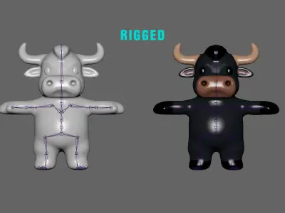Little animal baby - Bull 2 cute - Animated  Low-poly 3D model