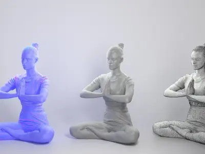 Woman practicing yoga 301 Low-poly 3D model