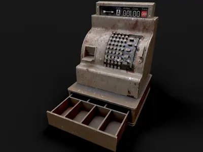 Antique Cash register Low-poly 3D model