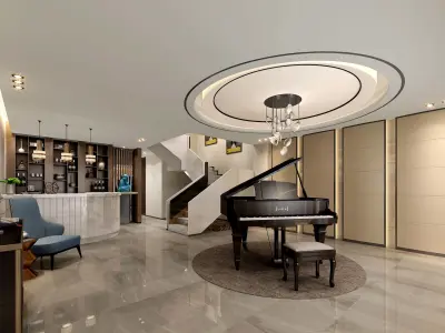 Modern RECEPTION LEISURE Basement Billiard Room Luxury Low-poly 3D model