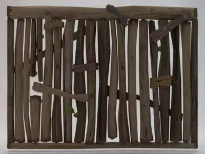 Wooden Wall Low-poly 3D model