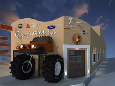 3D modelling cafe and workshop 3D model