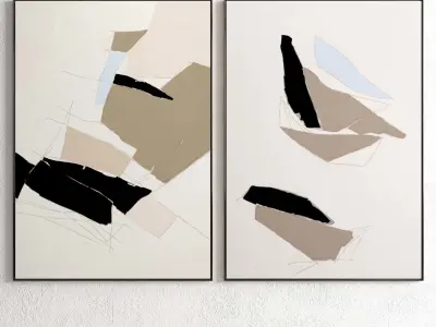 Plaster Two Photo Frame 90 Low-poly 3D model