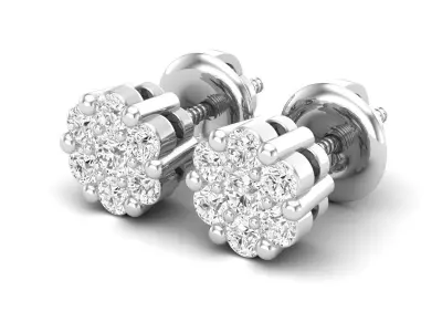 Diamond cluster earrings for woman 3D print model purchase