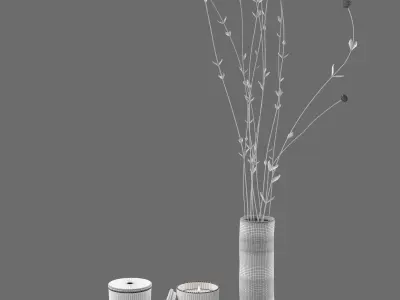 Decor flower Craspedia and candles Set 39 3D model