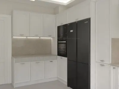 Kitchen with cabinets and appliances 3D model