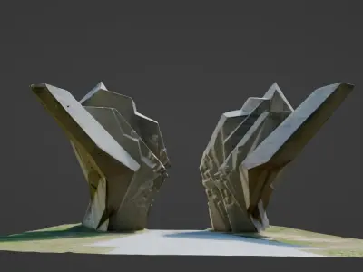 tjentiste statue Low-poly 3D model