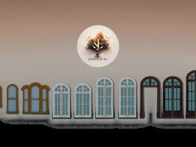 Round Windows Collection with Unique Top Design Low-poly 3D model