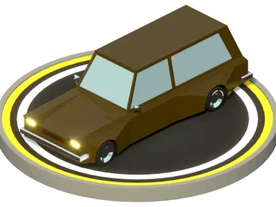 Stylized Station Wagon Low-poly 3D model