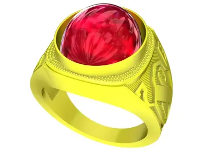 A5402 Oval Ruby Men Ring 3D print model