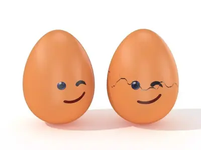 Egg Cracked Emoji N009 Low-poly 3D model