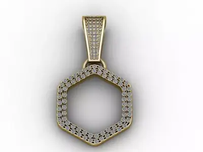 Hexa Halo Pendant  Diamond-Stone Open Hexagon Jewelry   3D print model