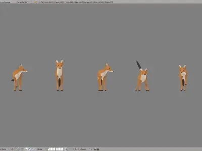 Dhole orange fox Low-poly 3D model