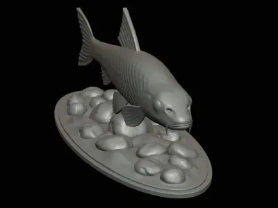 fish gudgeon underwater statue detailed texture 3D print model