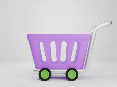 Shopping Cart Low-poly 3D model