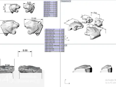 Panther Head Pendant Studs 3D print model