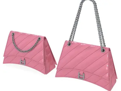 Balenciaga Crush Medium Chain Bag Quilted Pink Low-poly 3D model
