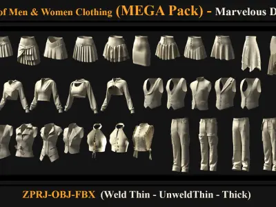 36 pcs of Men and Women Clothing  3D model
