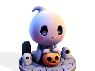 Chibi Halloween Ghost 3D Model 3D print model