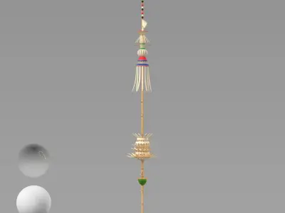 Penjor Bali Decorative Balinese Bamboo Festival Pole 3D model