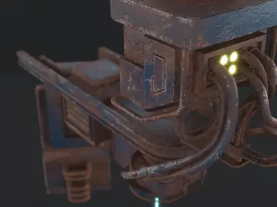 Low poly sci-fi machine game asset free 3d model Low-poly 3D model