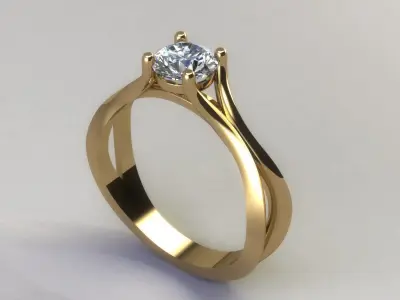 women ring solitaire 3D print model