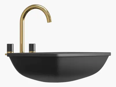 MAESTROBATH Sink - Faucet - Marble 3-Hole Luxury Bathroom Faucet 3D model