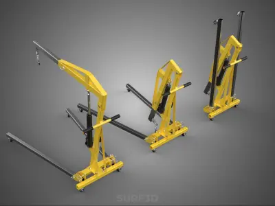 FOLDABLE COLLAPSIBLE FOLDING HYDRAULIC ENGINE CRANE HOIST LIFTER 3D model