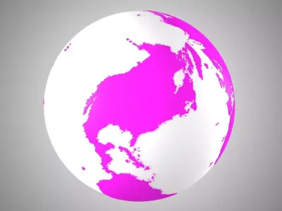 Solid Color Pink White Globe 3D model