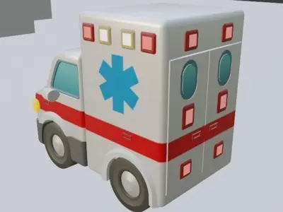 Tiny cartoon ambulance car Low-poly 3D model