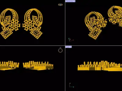 Diamond Tops Earring - 0018 3D print model