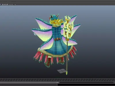 Japanese Oni-yokai Low-poly 3D model