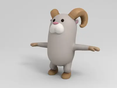 Rigged Cartoon Ram 3D model