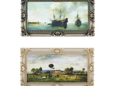 Baguette frame for painting frames and mirrors 3D model