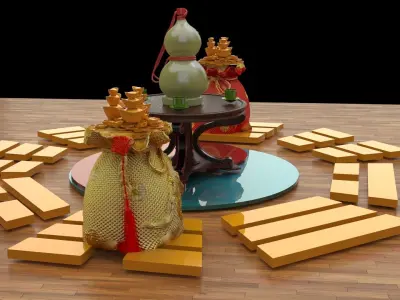 Chinese money bag  3D model