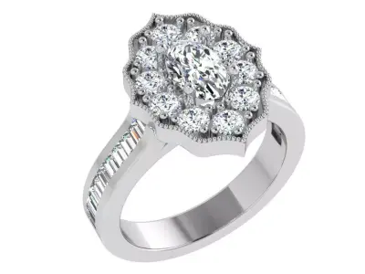 Oval Halo Ring 4223 3D print model