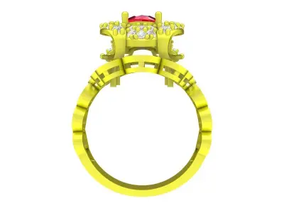 A7092 Lucky Diamond Toad Women Coin Ring 3D print model