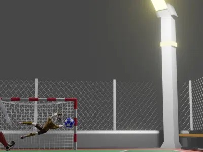 FootZall soccer field with lights 3D model