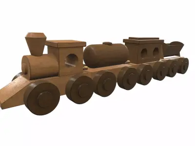 Wooden train toy 3 Free 3D model