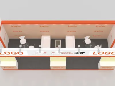 Exhibition Stall 9X3 three Side open Low-poly 3D model