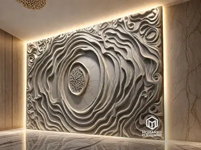 modern panel wall decor set wall relief mural CNC 76  3D model