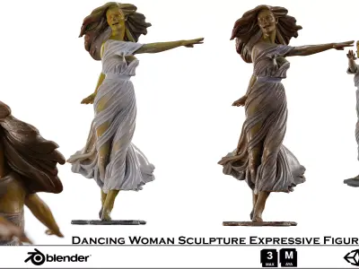 Dancing Woman Sculpture Expressive Figurative Low-poly 3D model